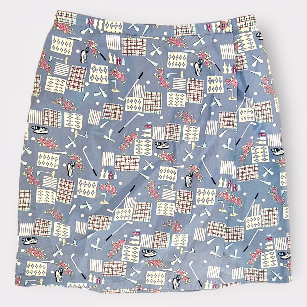 Vintage Chelsea Campbell Golf Print Wrap Skirt